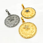 Load image into Gallery viewer, DP517. Diamond Sterling Silver Round Star Pendant

