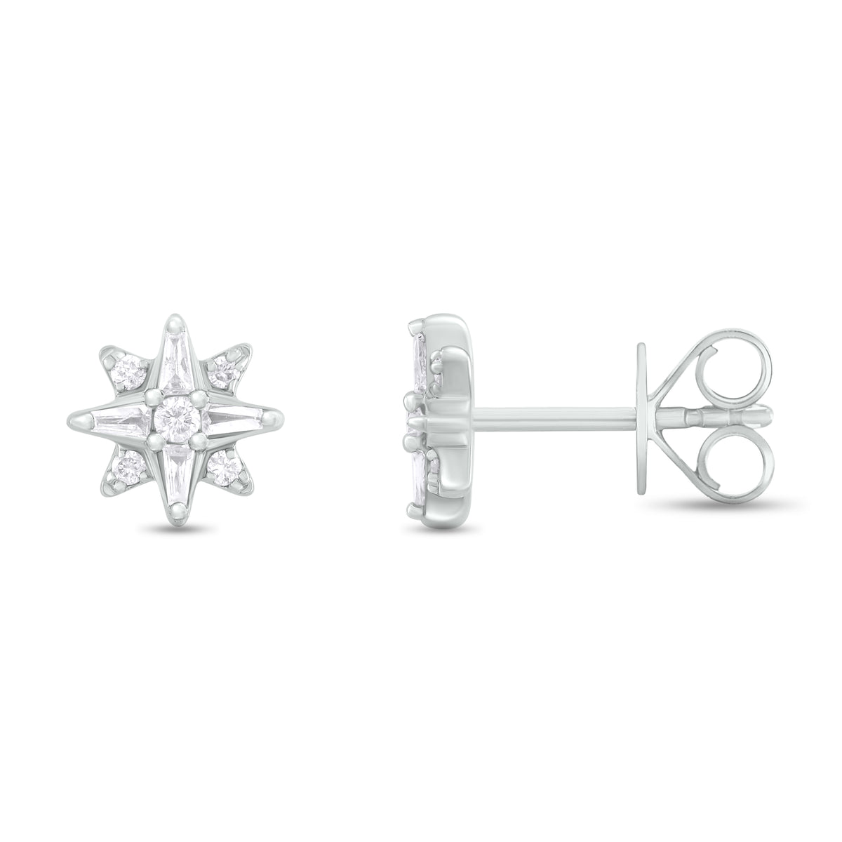EFC54266. 14K Solid Gold Diamond Star Studs