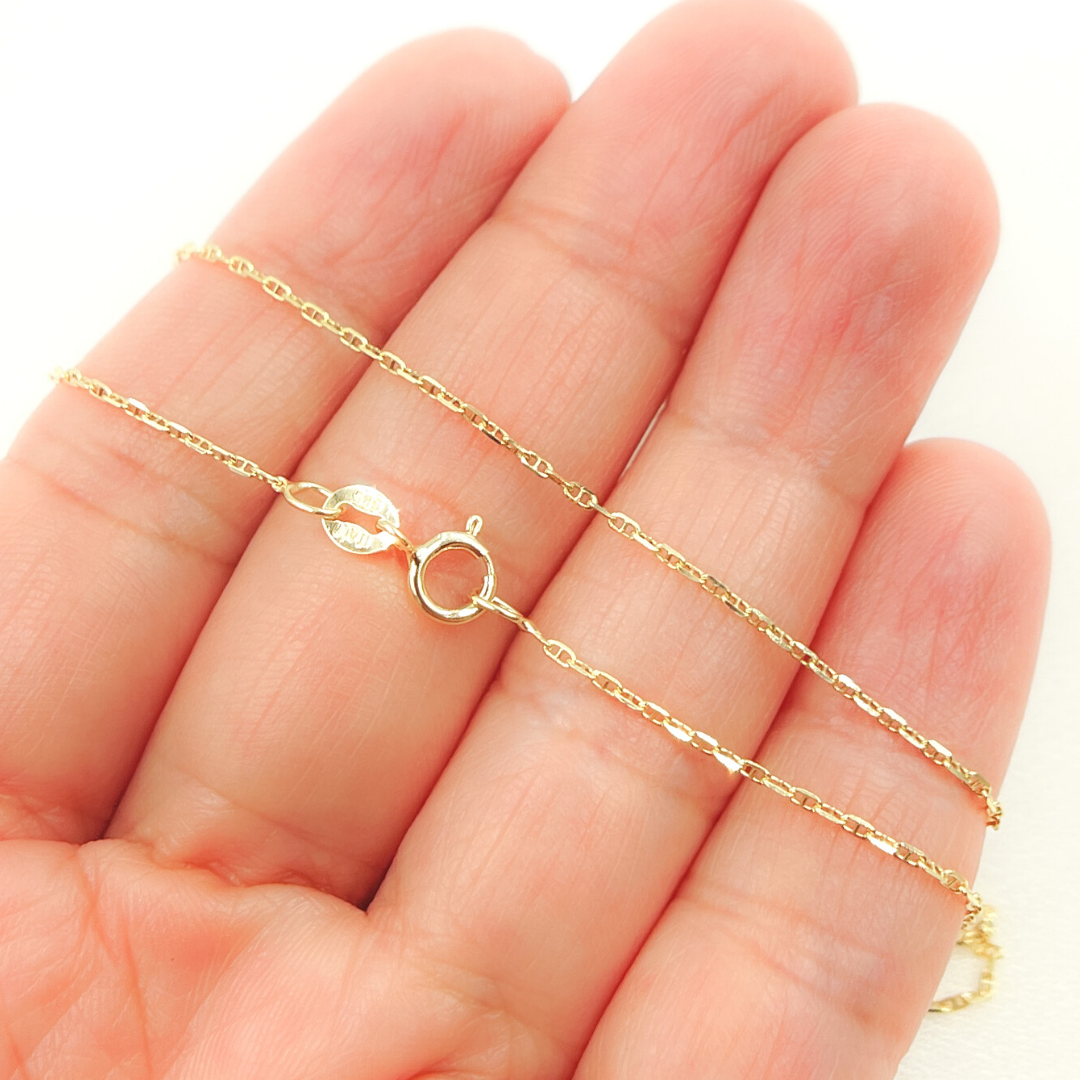 030FLP1T5. 14K Solid Yellow Gold Diamond Cut Marina Link Chain