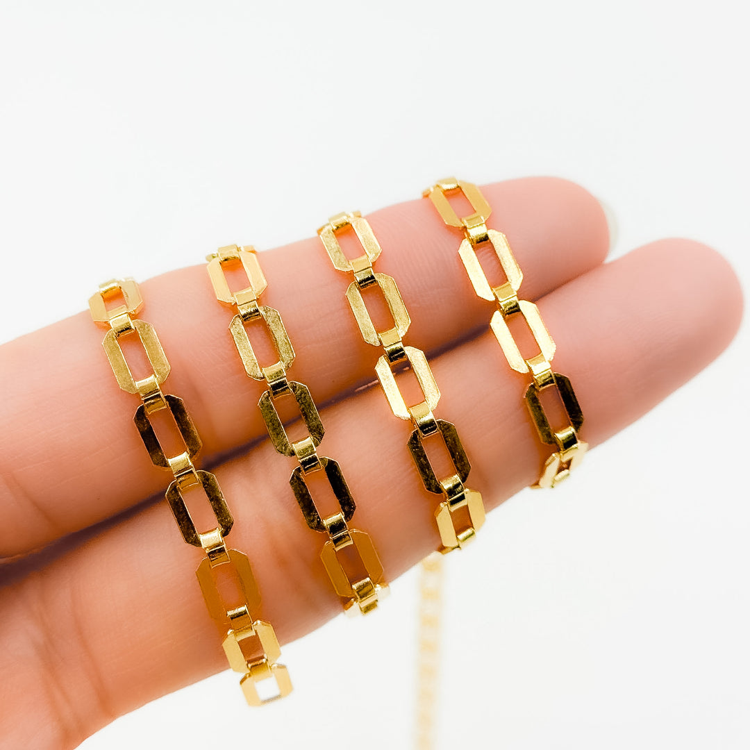 11SM64GF. 14K Gold-Filled Modern Rectangular Fancy Link Chain