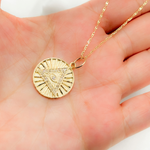 Load image into Gallery viewer, 14K Solid Gold with Diamonds Circle Shape Eye of Providence Charm. GDP100
