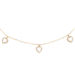 Load image into Gallery viewer, 14K Solid Gold Diamond and Gemstone Dangles Hearts Necklace. NFH71797PL
