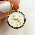 Load image into Gallery viewer, DP607A. Diamond Sterling Silver Round Aries Zodiac Enamel Pendant
