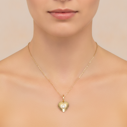 PFA33294. 14K Solid Gold Heart Shape Diamond Necklace