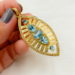 Load image into Gallery viewer, DP208. Diamond &amp; Sterling Silver Leaf Shape Pendant with Gemstone
