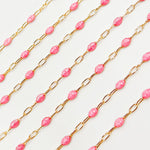 Load image into Gallery viewer, Shop Now Gold Filled Pink Color Opal Enamel Cable Chains
