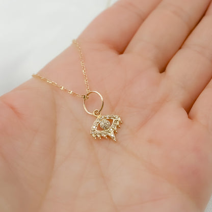 GDP509. 14k Solid Gold Diamond Eye Charm