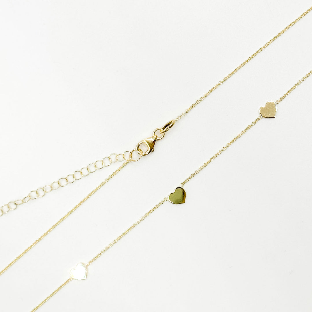 NKSET418. 14k Solid Yellow Gold Heart Link Necklace