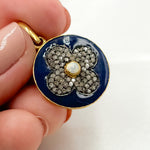 Load image into Gallery viewer, DP383A. Diamond Sterling Silver Round Flower Pendant with Gemstone
