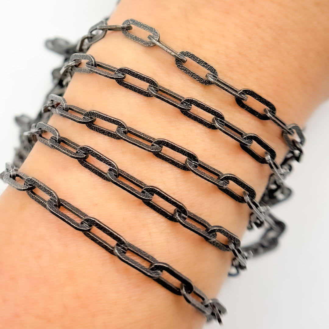 X29BR. Black Rhodium Sterling Silver Matt Paperclip Chain