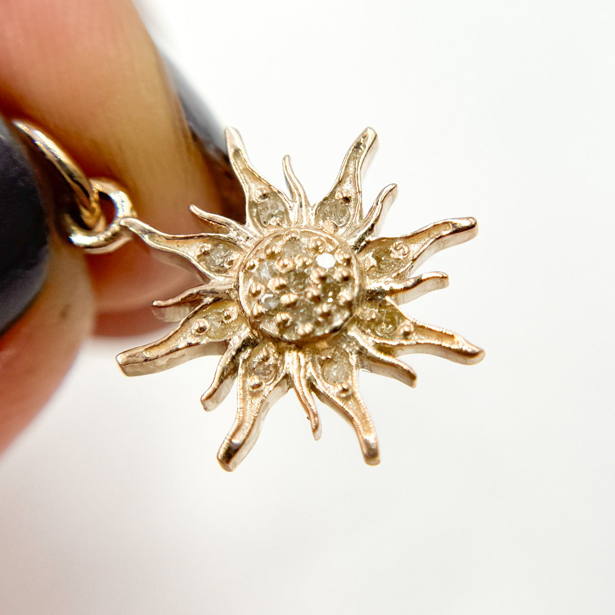Diamond Sterling Silver Sun Charm