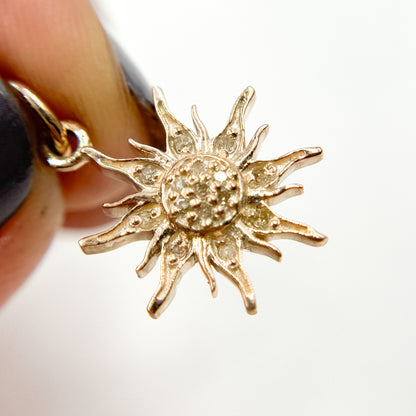 Diamond Sterling Silver Sun Charm
