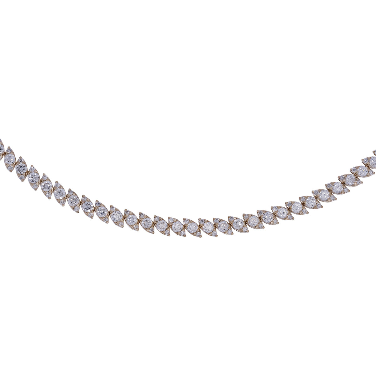 NFT72694. 14K Solid Yellow Gold Diamond Tennis Necklace