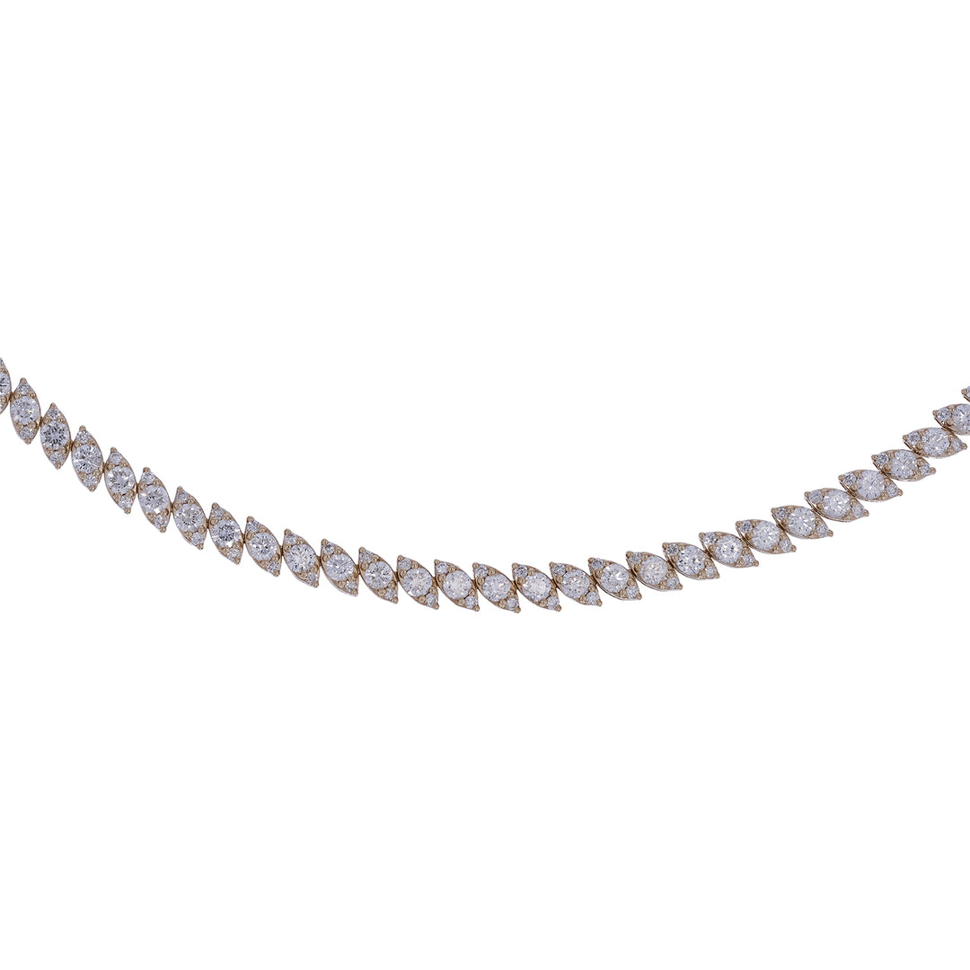 NFT72694. 14K Solid Yellow Gold Diamond Tennis Necklace