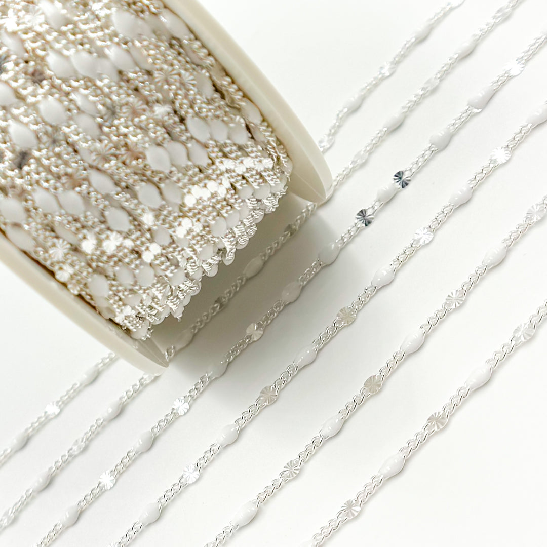 Shop Now Sterling Silver White Color Enamel  Marina Link Chain