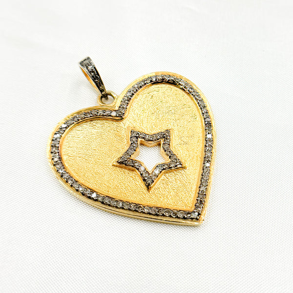 Diamond Sterling Silver Heart and Star Pendant