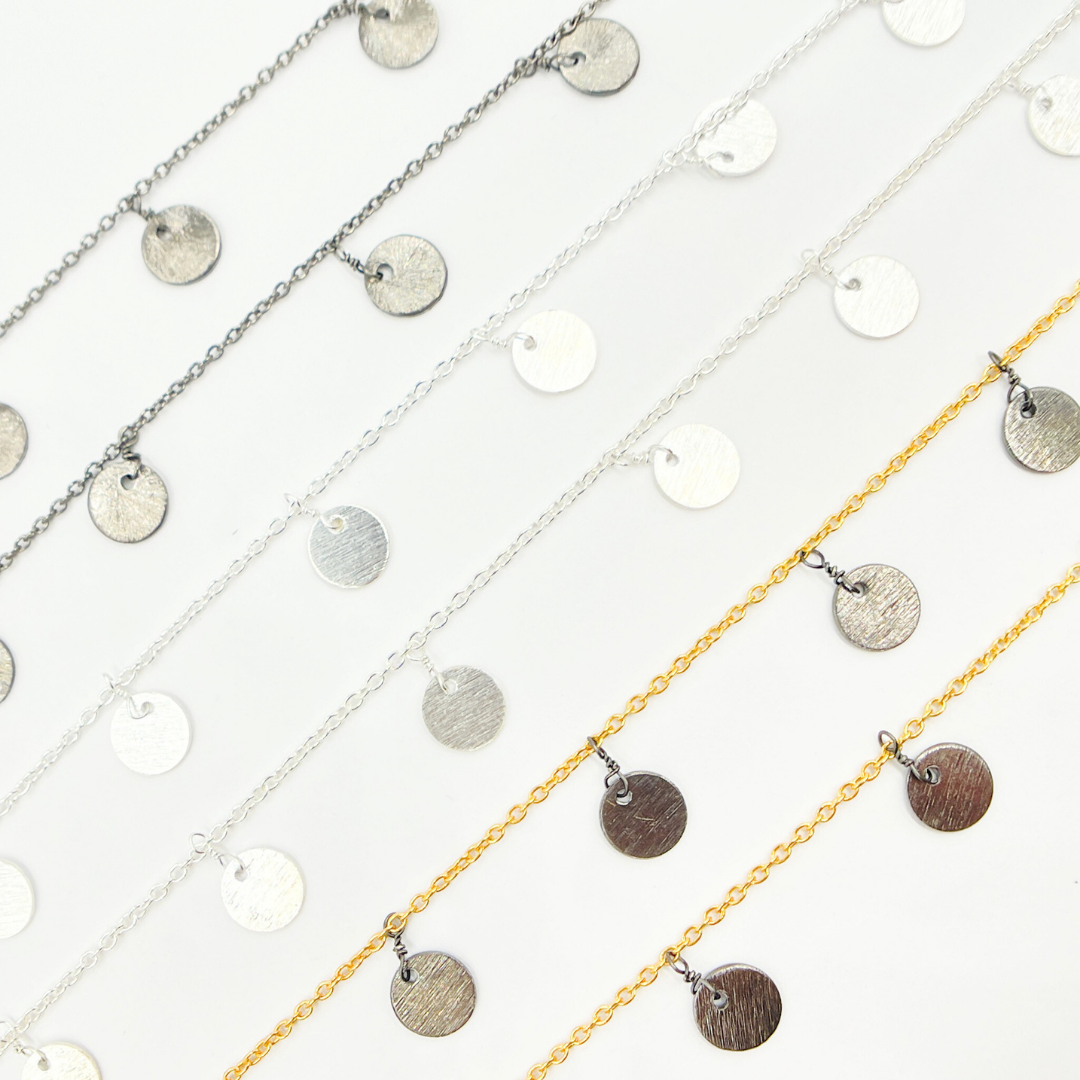Sterling Silver Disc Dangle Wire Chain