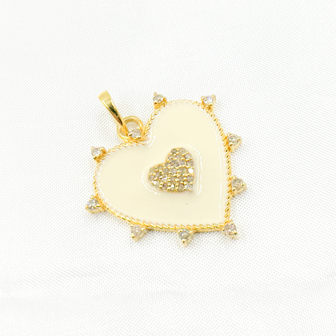 DP829A. Diamond Sterling Silver Heart Enamel Pendant