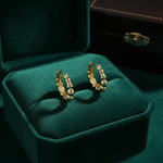 Load image into Gallery viewer, GER145. 14K Hollow Gold Textured Hoop Earrings