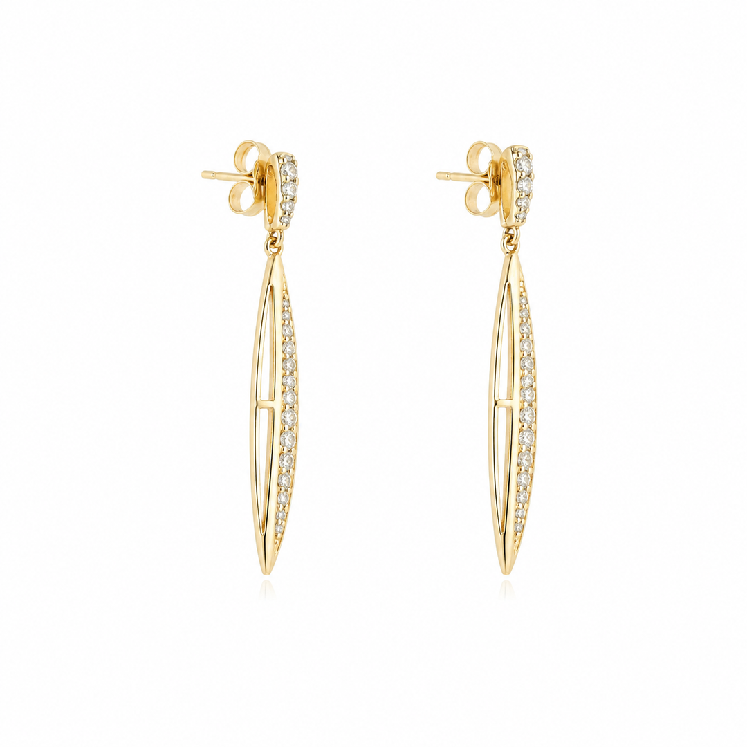 EFE51758. 14K Solid Gold and Diamonds Dangle Earrings
