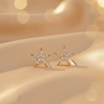 Load image into Gallery viewer, EFD54158. 14k Solid Gold Diamond Stars Stud Earrings