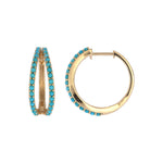 Load image into Gallery viewer, EHZ57722TQ. 14K Solid Gold Turquoise Hoops