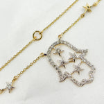 Load image into Gallery viewer, 14K Solid Gold Hamsa and Stars Diamond Necklace. GDP803
