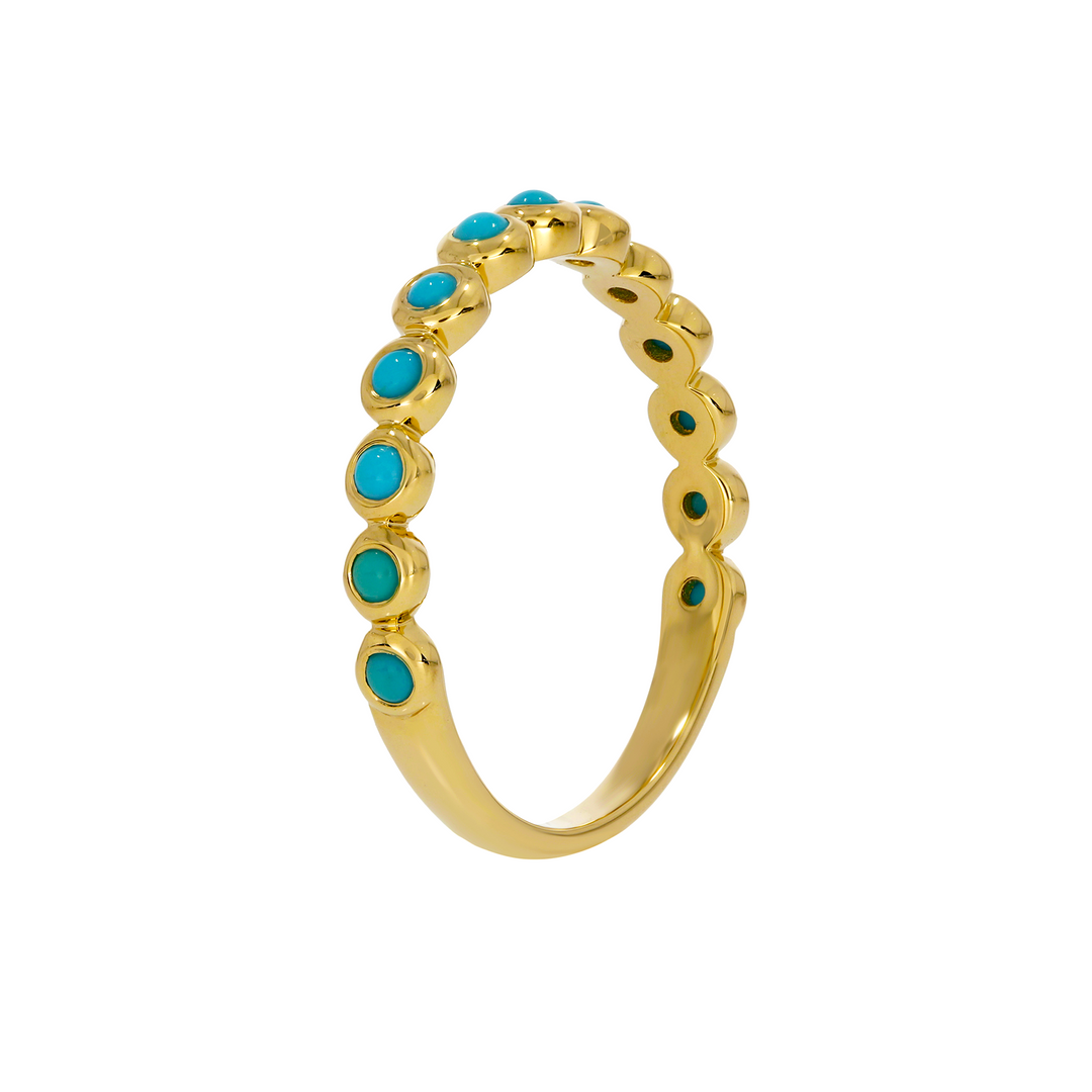 RAG01083TQ. 14K Solid Gold Turquoise Band Ring