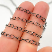 Buy Black Rhodium Sterling Silver Smooth Oval Link Chain