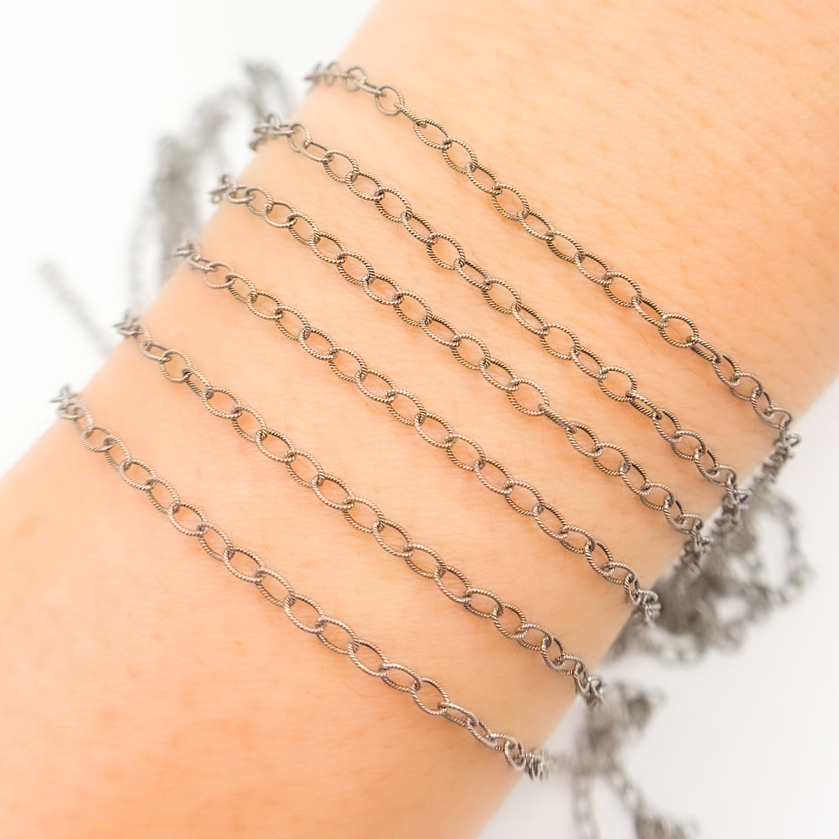 415OX. Oxidized Hammered Cable Chain