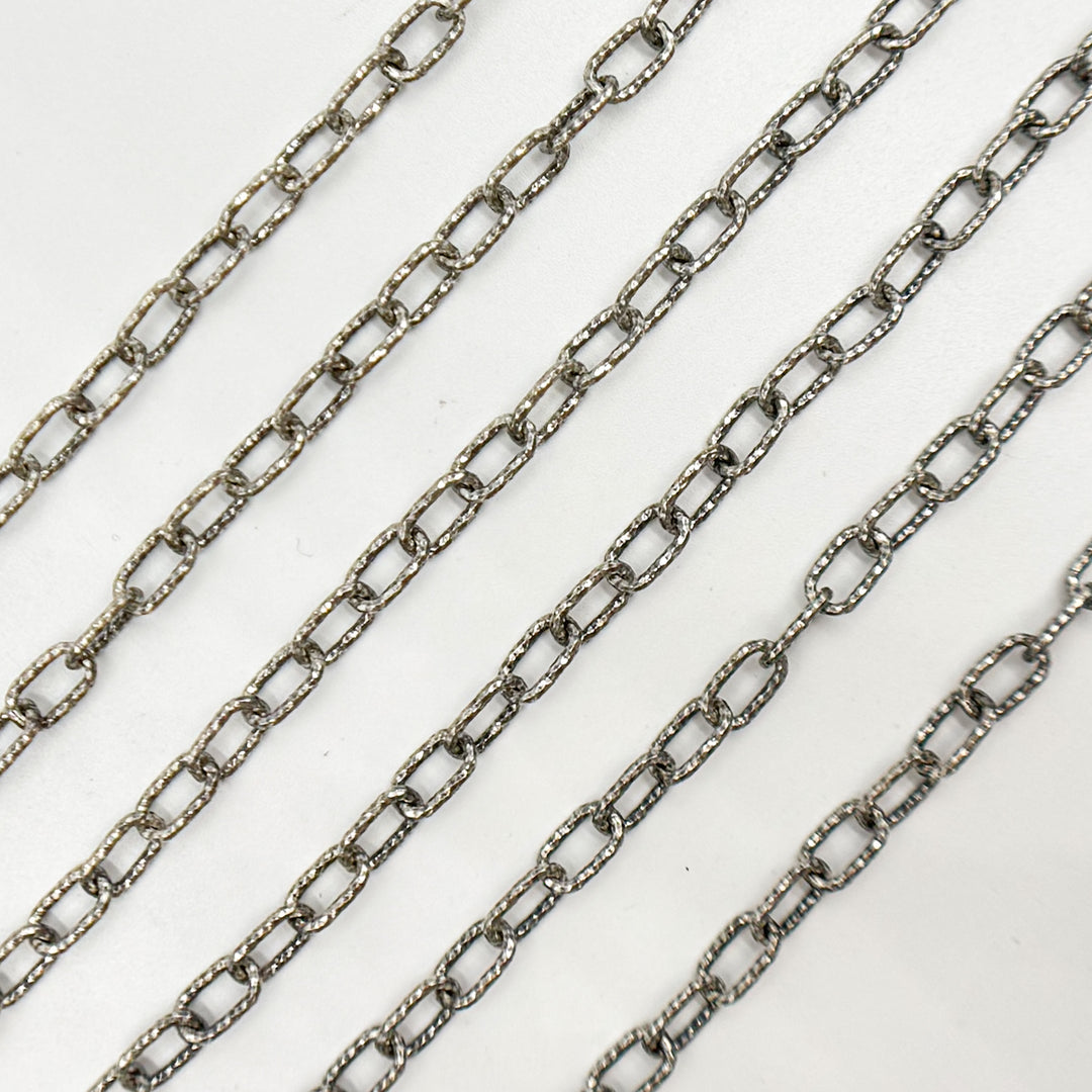 V151DCOX. Oxidized Sterling Silver Hammered Cable Chain