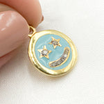 Load image into Gallery viewer, DC06A. Diamond Sterling Silver Round Star Smiley Enamel Charm
