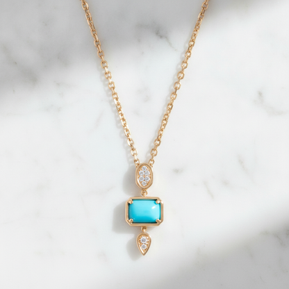 CP97495. 14K Solid Gold Diamond and Gemstone Geometric Pendant