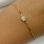 Load image into Gallery viewer, BFC60634. 14k Solid Gold Diamond Flower Bracelet
