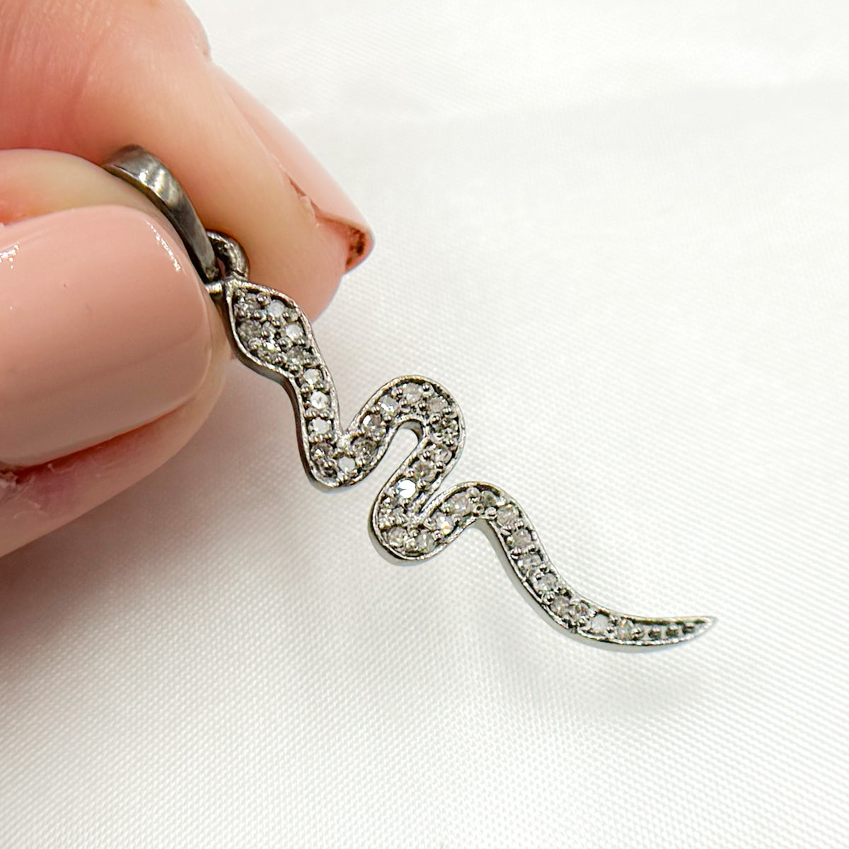 Diamond Sterling Silver Snake Pendant