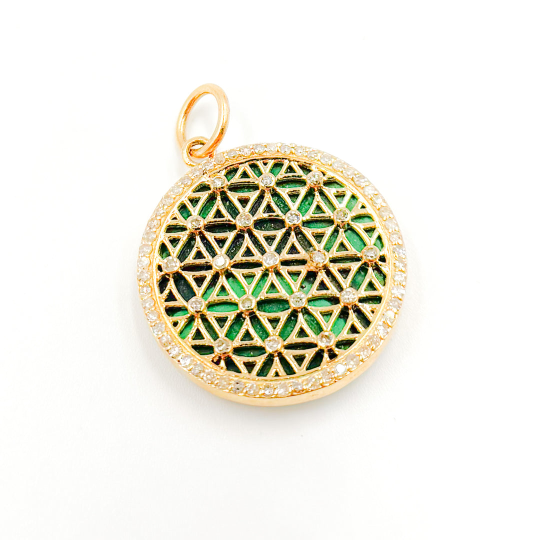 14K Gold Round Flower of Life Pendant