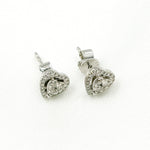 Load image into Gallery viewer, 14K Solid White Gold Diamond Heart Studs. ER412666
