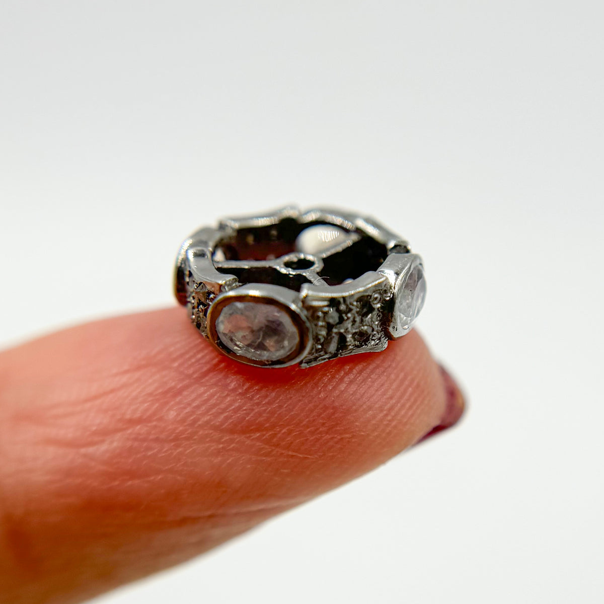 Buy Now Diamond Sterling Silver Spacer Bead with Gemstone