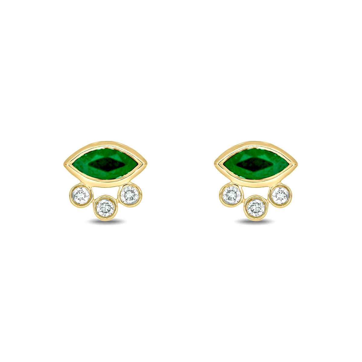 EFB52986. 14K Solid Gold Diamond and Gemstone Fancy Stud Earrings