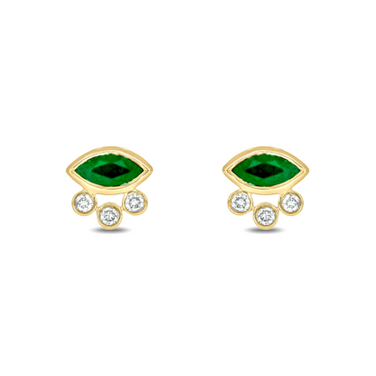 EFB52986. 14K Solid Gold Diamond and Gemstone Fancy Stud Earrings