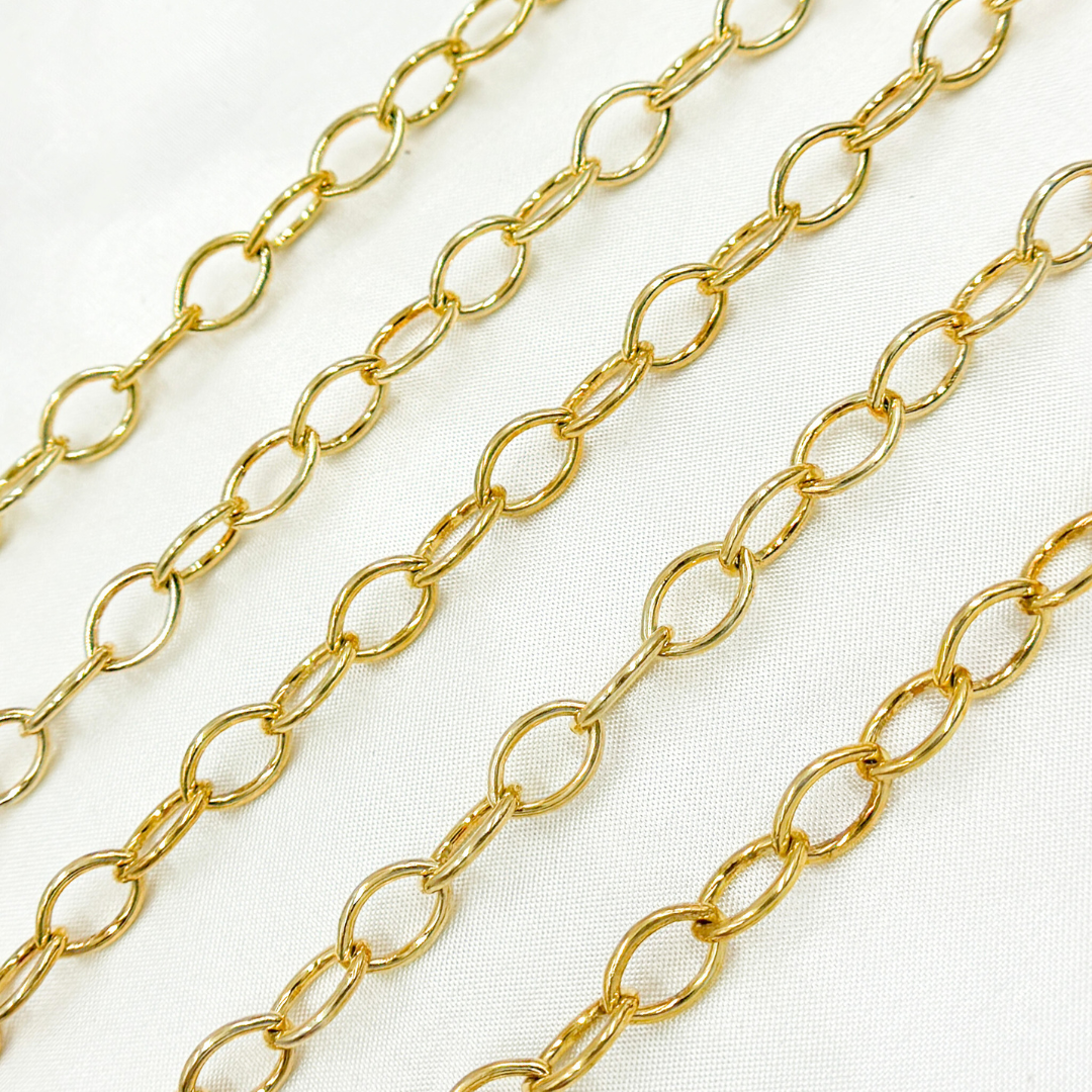 Gold Plated 925 Sterling Silver Smooth Hollow Oval Links