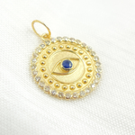 Load image into Gallery viewer, 14K Solid Gold Diamond Evil Eye Circle Charm. GDP436
