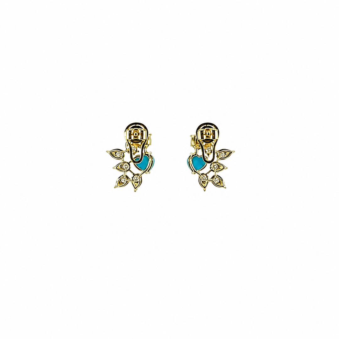 ER424626. 14k Solid Gold Diamond and Gemstone Fancy Earrings