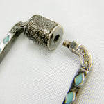 Load image into Gallery viewer, DC082. Diamond &amp; Sterling Silver Square Carabiner Clasp with Enamel
