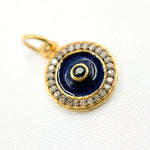 Load image into Gallery viewer, DC020A. Diamond Sterling Silver Round Enamel Charm with Gemstone
