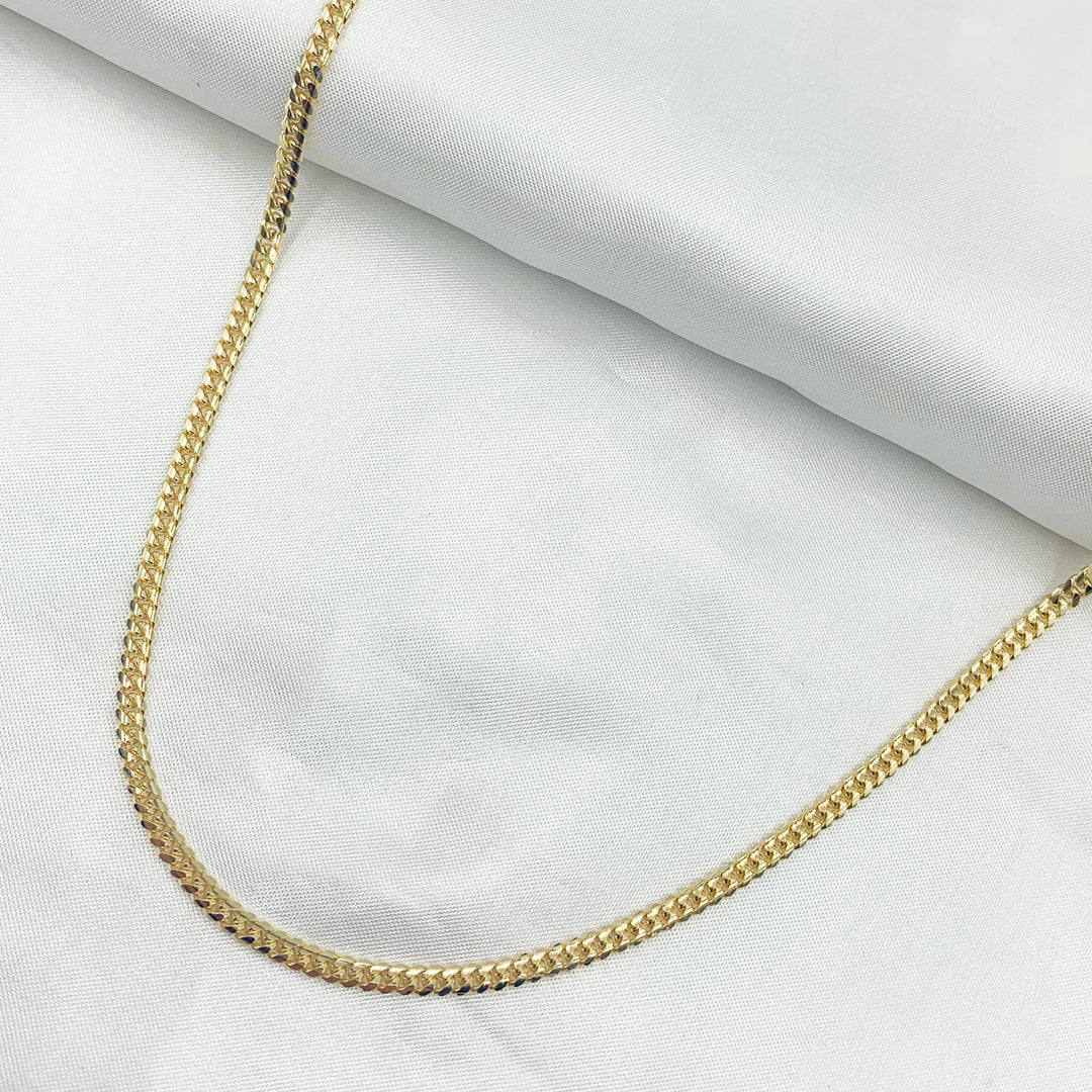 080R04GGA3. 14K Solid Yellow Gold Flat Curb Necklace