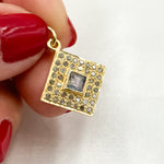 Load image into Gallery viewer, DC935. Diamond Sterling Silver Square Charm with Gemstone
