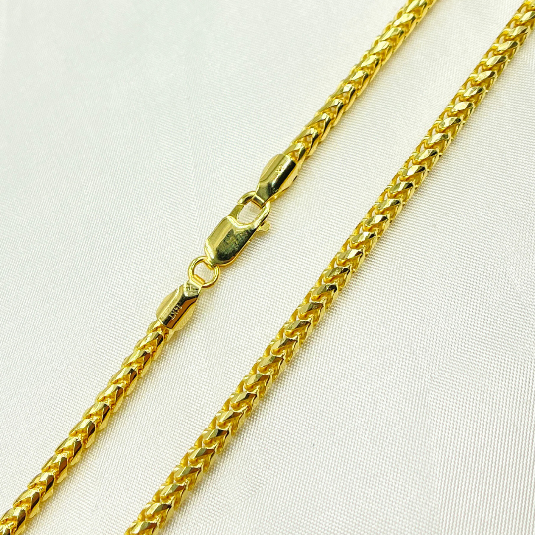 100FRFDT. 14k Solid Yellow Gold Wheat Chain