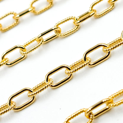 40061P1TGF. 14k Gold Filled Elongated Cable Twisted and Plain Link Chain
