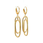Load image into Gallery viewer, 15850022130. 14K Solid Gold Smooth and Textured Tube Hollow Oval Dangle Leverback Earrings
